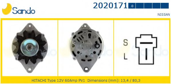 SANDO 2020171.0 Генератор для NISSAN SENTRA I (Ниссан Сэнтра и) SANDO 2020171.0 Генератор для NISSAN SENTRA I (Ниссан Сэнтра и)
