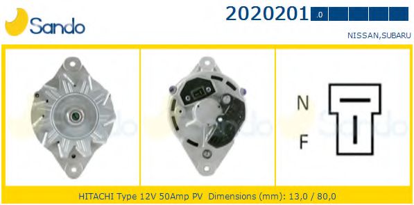 SANDO 2020201.0 Генератор для NISSAN (Ниссан) SANDO 2020201.0 Генератор для NISSAN (Ниссан)