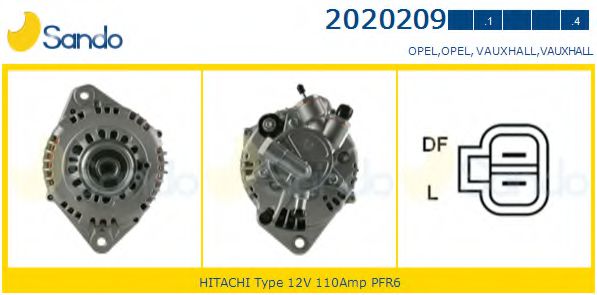 SANDO 2020209.1 Генератор для OPEL ASTRA H (Опель Астра н) SANDO 2020209.1 Генератор для OPEL ASTRA H (Опель Астра н)
