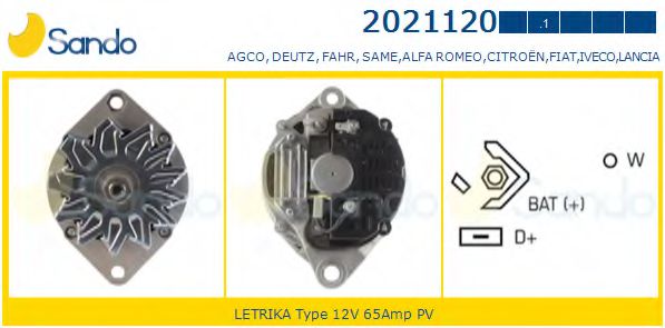 SANDO 2021120.1 Генератор для FIAT TEMPRA (Фиат Тэмпра) SANDO 2021120.1 Генератор для FIAT TEMPRA (Фиат Тэмпра)