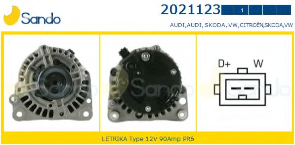 SANDO 2021123.1 Генератор для SKODA (Шкода) SANDO 2021123.1 Генератор для SKODA (Шкода)