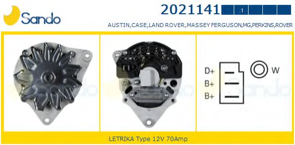 SANDO 2021141.1 Генератор для ROVER 400 (Ровер 400) SANDO 2021141.1 Генератор для ROVER 400 (Ровер 400)
