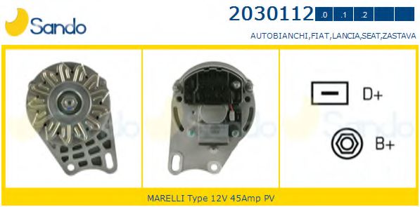 SANDO 2030112.0 Генератор для LANCIA (Лансиа/лянча) SANDO 2030112.0 Генератор для LANCIA (Лансиа/лянча)
