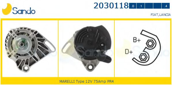 SANDO 2030118.0 Генератор для FIAT PUNTO (Фиат Пунто) SANDO 2030118.0 Генератор для FIAT PUNTO (Фиат Пунто)