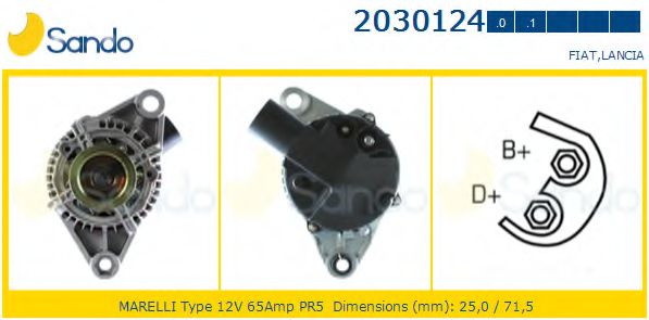 SANDO 2030124.0 Генератор для FIAT BRAVA (Фиат Брава) SANDO 2030124.0 Генератор для FIAT BRAVA (Фиат Брава)