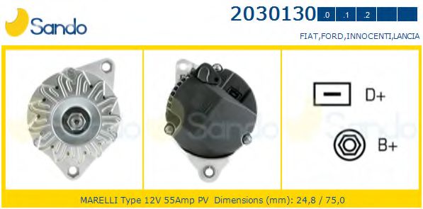 SANDO 2030130.0 Генератор для FIAT STRADA II (Фиат Страда 2) SANDO 2030130.0 Генератор для FIAT STRADA II (Фиат Страда 2)