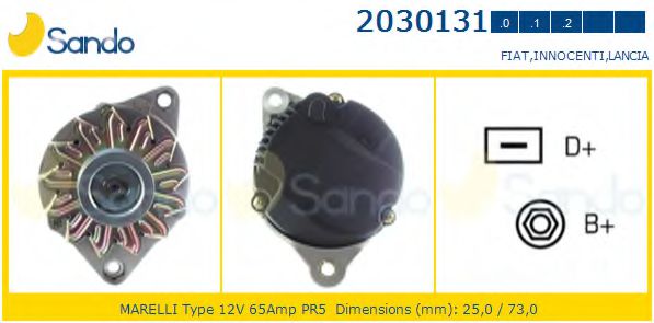 SANDO 2030131.0 Генератор для LANCIA (Лансиа/лянча) SANDO 2030131.0 Генератор для LANCIA (Лансиа/лянча)