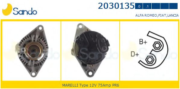 SANDO 2030135.0 Генератор для FIAT BRAVA (Фиат Брава) SANDO 2030135.0 Генератор для FIAT BRAVA (Фиат Брава)