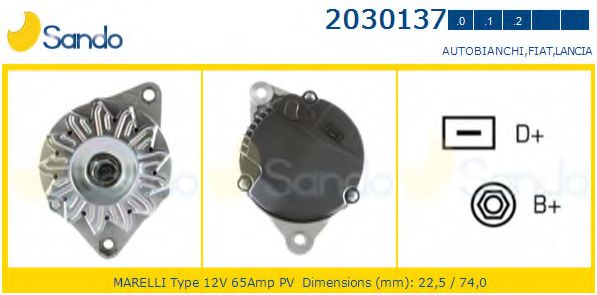 SANDO 2030137.0 Генератор для LANCIA (Лансиа/лянча) SANDO 2030137.0 Генератор для LANCIA (Лансиа/лянча)