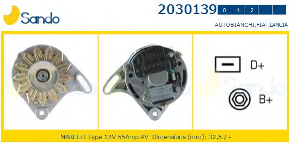 SANDO 2030139.0 Генератор для FIAT UNO (Фиат Уно) SANDO 2030139.0 Генератор для FIAT UNO (Фиат Уно)