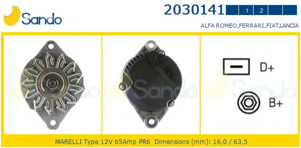 SANDO 2030141.2 Генератор для FIAT TEMPRA (Фиат Тэмпра) SANDO 2030141.2 Генератор для FIAT TEMPRA (Фиат Тэмпра)