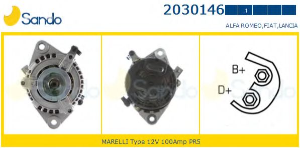 SANDO 2030146.1 Генератор для ALFA-ROMEO (Алфа-ромэо) SANDO 2030146.1 Генератор для ALFA-ROMEO (Алфа-ромэо)