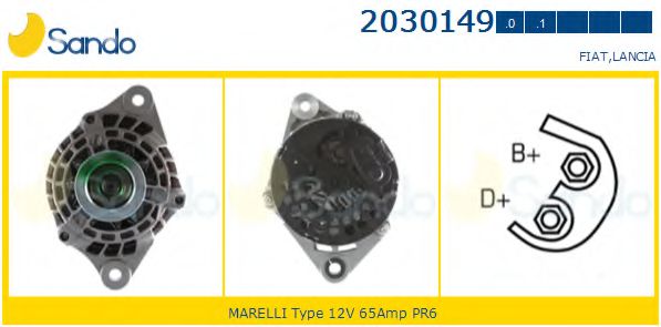 SANDO 2030149.0 Генератор 09 2000 для FIAT BRAVA (Фиат Брава) SANDO 2030149.0 Генератор 09 2000 для FIAT BRAVA (Фиат Брава)