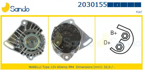 SANDO 2030155.1 Генератор для FIAT (Фиат) SANDO 2030155.1 Генератор для FIAT (Фиат)