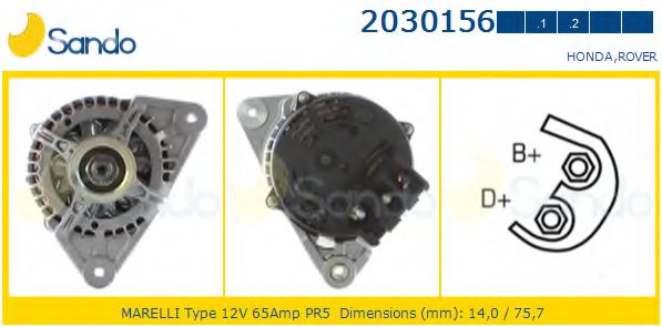 SANDO 2030156.2 Генератор для HONDA ACCORD VII (Хонда Аккорд 7) SANDO 2030156.2 Генератор для HONDA ACCORD VII (Хонда Аккорд 7)