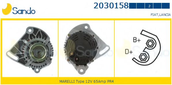SANDO 2030158.2 Генератор для автомобилей с усиленным рулевым механизмом для FIAT (Фиат) SANDO 2030158.2 Генератор для автомобилей с усиленным рулевым механизмом для FIAT (Фиат)