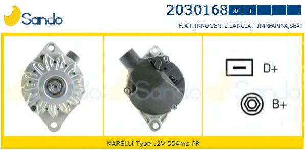 SANDO 2030168.0 Генератор для LANCIA (Лансиа/лянча) SANDO 2030168.0 Генератор для LANCIA (Лансиа/лянча)