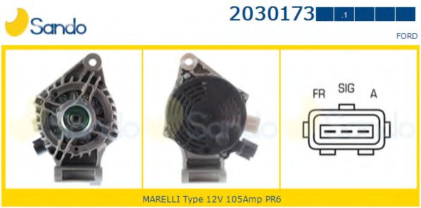 SANDO 2030173.1 Генератор для FORD FIESTA V (Форд Фиеста 5) SANDO 2030173.1 Генератор для FORD FIESTA V (Форд Фиеста 5)