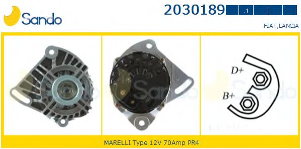 SANDO 2030189.1 Генератор для FIAT PUNTO (Фиат Пунто) SANDO 2030189.1 Генератор для FIAT PUNTO (Фиат Пунто)