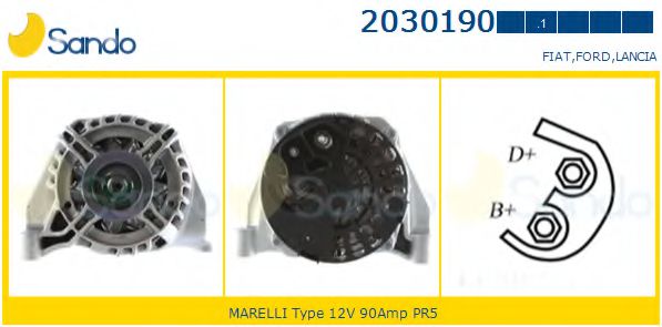 SANDO 2030190.1 Генератор для LANCIA (Лансиа/лянча) SANDO 2030190.1 Генератор для LANCIA (Лансиа/лянча)