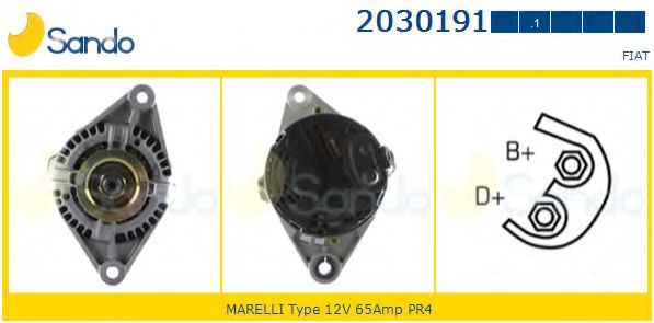 SANDO 2030191.1 Генератор 12 1998 для FIAT BRAVA (Фиат Брава) SANDO 2030191.1 Генератор 12 1998 для FIAT BRAVA (Фиат Брава)