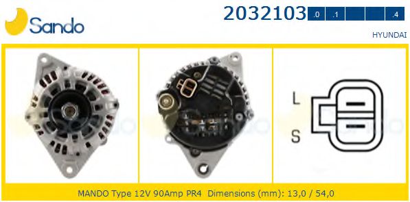 SANDO 2032103.1 Генератор для HYUNDAI EXCEL (Хендай Эxcэл) SANDO 2032103.1 Генератор для HYUNDAI EXCEL (Хендай Эxcэл)