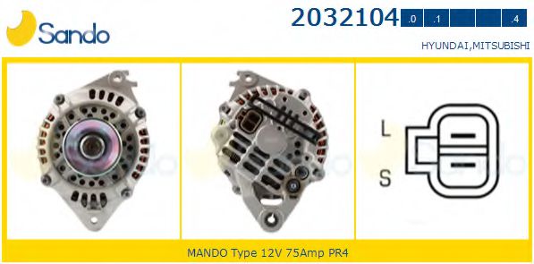 SANDO 2032104.1 Генератор для HYUNDAI SONATA III (Хендай Соната 3) SANDO 2032104.1 Генератор для HYUNDAI SONATA III (Хендай Соната 3)