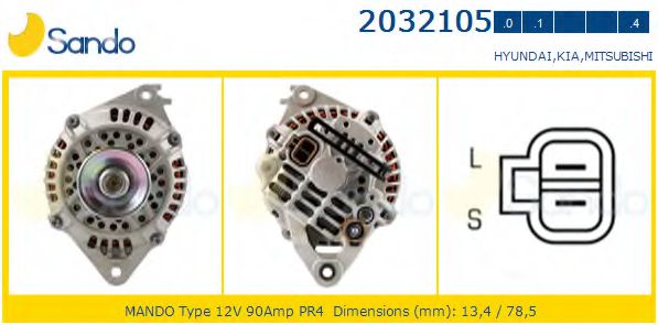 SANDO 2032105.1 Генератор для HYUNDAI SONATA III (Хендай Соната 3) SANDO 2032105.1 Генератор для HYUNDAI SONATA III (Хендай Соната 3)