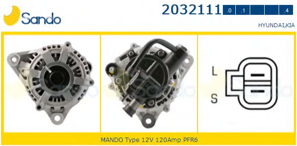 SANDO 2032111.1 Генератор для KIA (Киа) SANDO 2032111.1 Генератор для KIA (Киа)