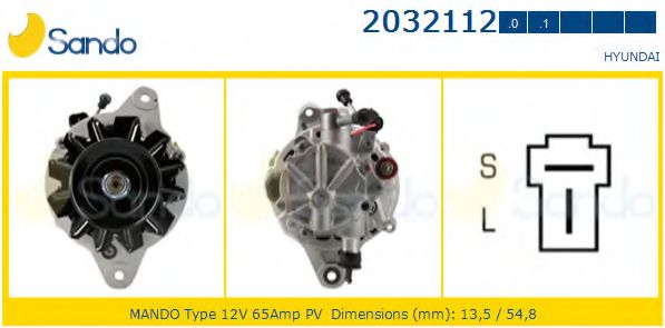 SANDO 2032112.0 Генератор для HYUNDAI H100 / GRACE (Хендай Х100 / граcэ) SANDO 2032112.0 Генератор для HYUNDAI H100 / GRACE (Хендай Х100 / граcэ)