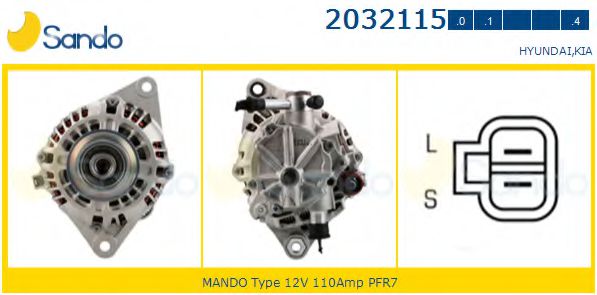 SANDO 2032115.1 Генератор для KIA (Киа) SANDO 2032115.1 Генератор для KIA (Киа)