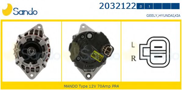 SANDO 2032122.1 Генератор для GEELY (Джили) SANDO 2032122.1 Генератор для GEELY (Джили)