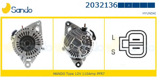 SANDO 2032136.1 Генератор для HYUNDAI I800 (Хендай И800) SANDO 2032136.1 Генератор для HYUNDAI I800 (Хендай И800)
