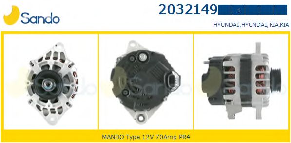 SANDO 2032149.1 Генератор для HYUNDAI I10 (Хендай И10) SANDO 2032149.1 Генератор для HYUNDAI I10 (Хендай И10)