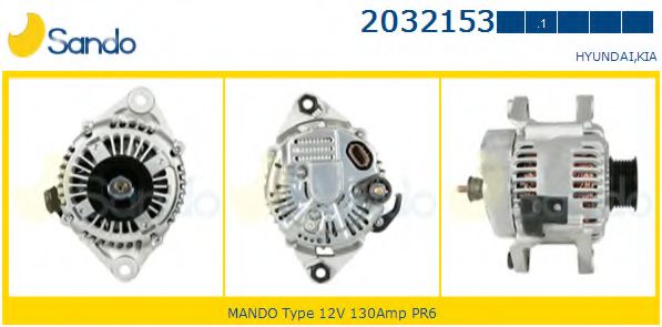 SANDO 2032153.1 Генератор для HYUNDAI SANTA FE I (Хендай Санта фэ1) SANDO 2032153.1 Генератор для HYUNDAI SANTA FE I (Хендай Санта фэ1)