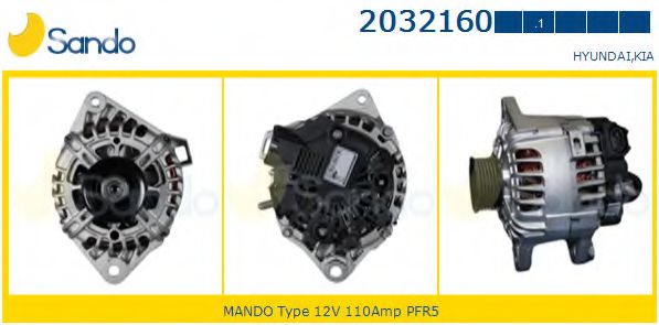 SANDO 2032160.1 Генератор для KIA (Киа) SANDO 2032160.1 Генератор для KIA (Киа)