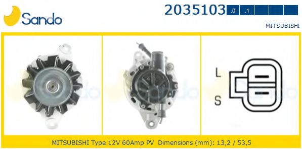 SANDO 2035103.0 Генератор для MITSUBISHI MONTERO (Митсубиши/митсубиси Монтэро) SANDO 2035103.0 Генератор для MITSUBISHI MONTERO (Митсубиши/митсубиси Монтэро)