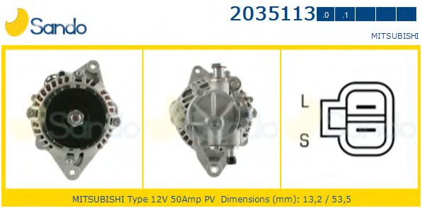 SANDO 2035113.0 Генератор для MITSUBISHI MONTERO (Митсубиши/митсубиси Монтэро) SANDO 2035113.0 Генератор для MITSUBISHI MONTERO (Митсубиши/митсубиси Монтэро)