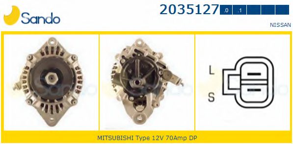 SANDO 2035127.0 Генератор для NISSAN PATROL IV (Ниссан Патрол 4) SANDO 2035127.0 Генератор для NISSAN PATROL IV (Ниссан Патрол 4)