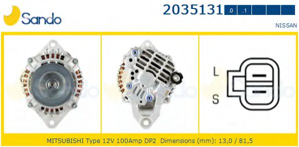 SANDO 2035131.0 Генератор для NISSAN SAFARI V (Ниссан Сафари v) SANDO 2035131.0 Генератор для NISSAN SAFARI V (Ниссан Сафари v)
