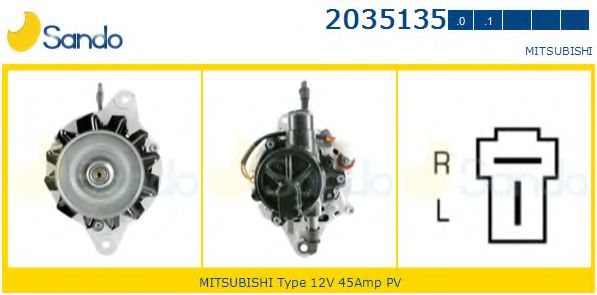 SANDO 2035135.0 Генератор для MITSUBISHI L200 / STORM (Митсубиши/митсубиси Л200 / сторм) SANDO 2035135.0 Генератор для MITSUBISHI L200 / STORM (Митсубиши/митсубиси Л200 / сторм)