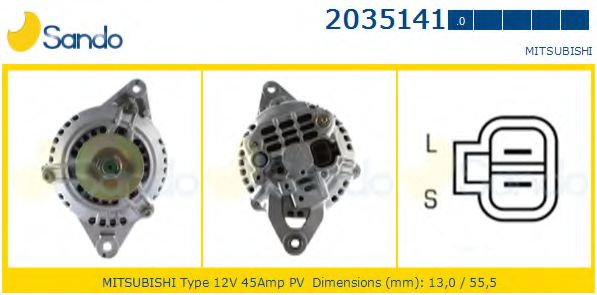 SANDO 2035141.0 Генератор для MITSUBISHI L 300 STARWAGON (Митсубиши/митсубиси Л 300 старвагон) SANDO 2035141.0 Генератор для MITSUBISHI L 300 STARWAGON (Митсубиши/митсубиси Л 300 старвагон)