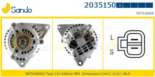 SANDO 2035150.0 Генератор для MITSUBISHI GALANT III (Митсубиши/митсубиси Галант 3) SANDO 2035150.0 Генератор для MITSUBISHI GALANT III (Митсубиши/митсубиси Галант 3)