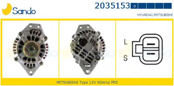 SANDO 2035153.0 Генератор 6G72 для HYUNDAI H-1 / STAREX (Хендай Н1 / старэx) SANDO 2035153.0 Генератор 6G72 для HYUNDAI H-1 / STAREX (Хендай Н1 / старэx)