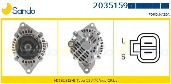 SANDO 2035159.0 Генератор для MAZDA B-SERIE (Мазда Б-сэриэ) SANDO 2035159.0 Генератор для MAZDA B-SERIE (Мазда Б-сэриэ)