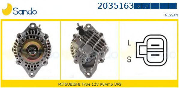 SANDO 2035163.0 Генератор для NISSAN PICKUP / NP300 III (Ниссан Пиcкуп / нп300 3) SANDO 2035163.0 Генератор для NISSAN PICKUP / NP300 III (Ниссан Пиcкуп / нп300 3)