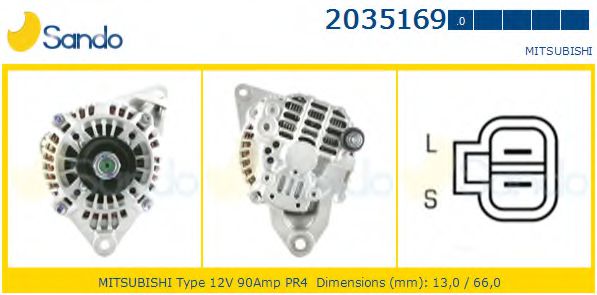 SANDO 2035169.0 Генератор 90 для MITSUBISHI CARISMA (Митсубиши/митсубиси Каризма) SANDO 2035169.0 Генератор 90 для MITSUBISHI CARISMA (Митсубиши/митсубиси Каризма)