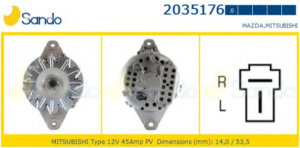 SANDO 2035176.0 Генератор для MITSUBISHI GALANT II (Митсубиши/митсубиси Галант 2) SANDO 2035176.0 Генератор для MITSUBISHI GALANT II (Митсубиши/митсубиси Галант 2)