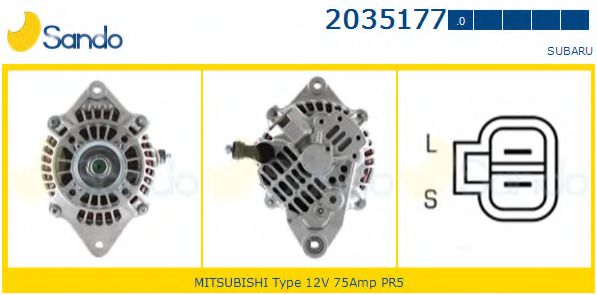 SANDO 2035177.0 Генератор для SUBARU IMPREZA (Субару Импреза) SANDO 2035177.0 Генератор для SUBARU IMPREZA (Субару Импреза)
