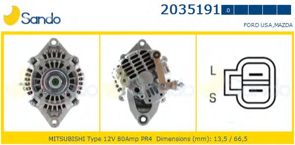 SANDO 2035191.0 Генератор для FORD USA PROBE II (Форд сша Пробэ 2) SANDO 2035191.0 Генератор для FORD USA PROBE II (Форд сша Пробэ 2)